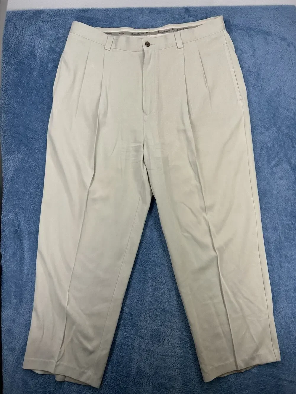 Tommy Bahama Mens 38x30 Tan 100% Silk Beige Dress Pants